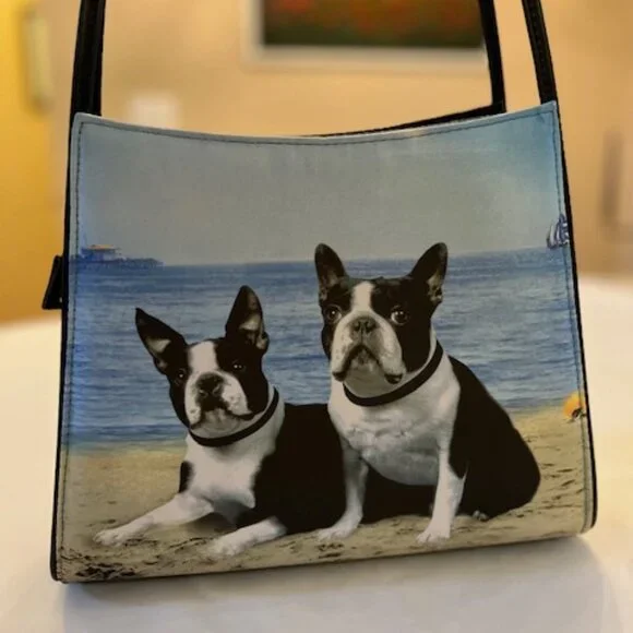 BOSTON TERRIERS | Print hand bag with Rhinestones-EUC - Picture 4 of 16